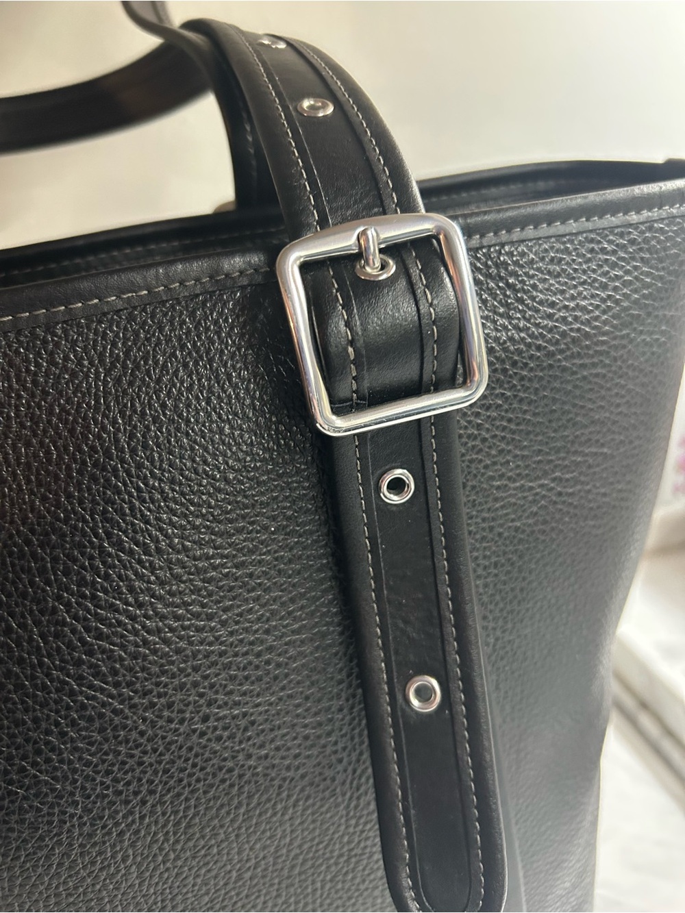 Coach Black Pebbled Leather Double-Handle Tote - Picture 4 of 11